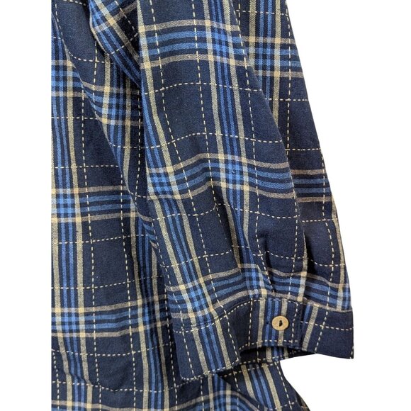 Paisley Vine Women Plus 2XL Plaid Long Sleeve Eyelet Ruffle Lace Shirt Button Up - Picture 3 of 15